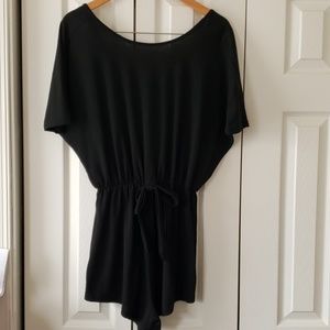 Black polyester romper
